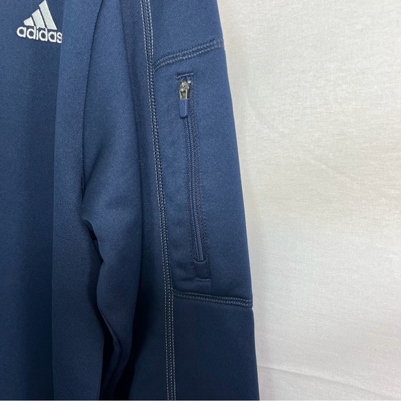 ADIDAS 1/4 Zip Warm Up Jacket Blue 3 White Stripe Size Large - Picture 9 of 12